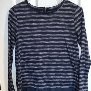 Balk and grey blouse